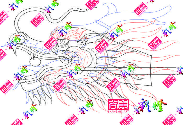 牛年彩燈《龍騰四?！反笮椭黝}彩燈龍頭放樣圖